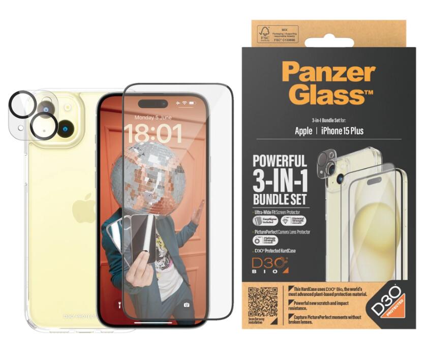 PanzerGlass™ 3-in-1 Set für das iPhone 15 Plus PanzerGlass™ 3-in-1 Set für das iPhone 15 Plus